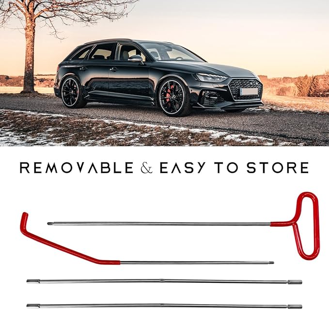 Car Long Reach Tool, 67" Multi-Function Automotive Emergency Tool, Portable Long Pin Puller Hook Kit with Adjustable Length f