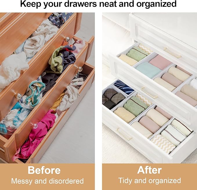 Fordonral Drawer Organizer Clothes, Foldable Fabric Dresser Organizer Closet Organizers and Storage Box for Underwear,Folded 