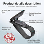Veharvim Sunglass Holder for Car (2 Pack, One-Handed Operation, Gentle & Secure Hold, Silicone Padded, Universal Fits Sunglass and Car Visor) - Sunglasses Clip for Car Visor (Black & Silver, 4 Pack)