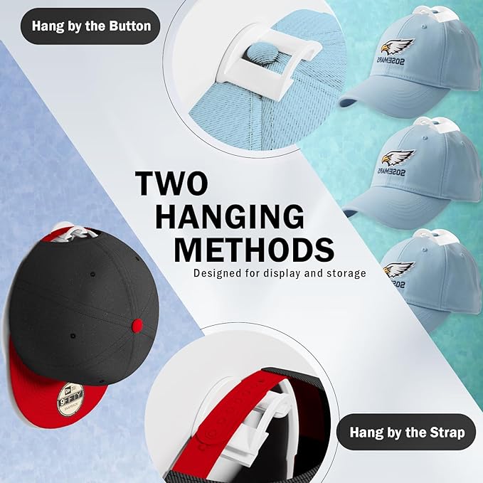 Baseball Hat Holder for Wall (White-20)