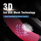 KAFEEK 15 inch Steering Wheel Cover, Cooling Ice Silk Mesh with Microfiber Leather, Heat Resistant, Breathable, Anti-Slip, Su
