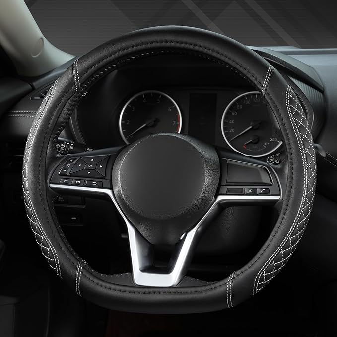 West Llama Flat Bottom Car Steering Wheel Cover for Nissan,D Shaped Steering Wheel Cover for Rogue,Altima,Kicks (Diamond Quil