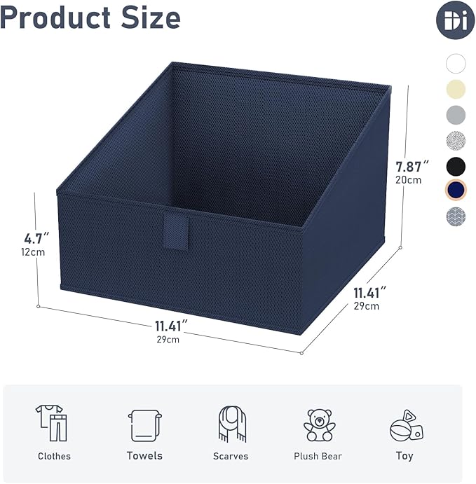 DIMJ Closet Storage Bins 8 Pack - Fabric Trapezoid Organizer Bin, Foldable Storage Baskets for Shelves, Closet Shelf Organize