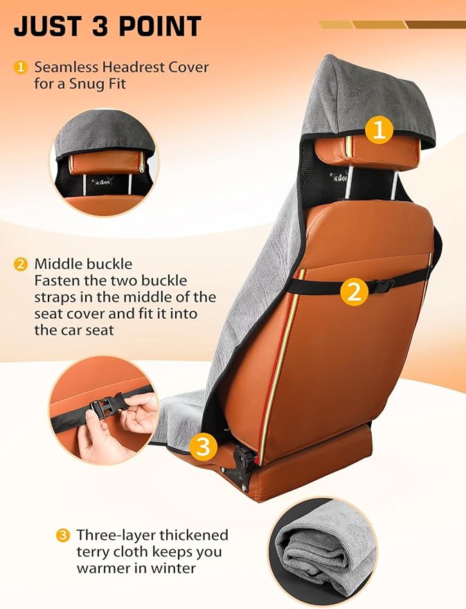 Waterproof Towel Car Seat Cover, 1200g Heavy-Duty Sweat Protection for Yoga, Swimming & Beach, Universal Non-Slip Seat Protec