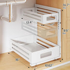 1 Pack Under Sink Organizer,Pull Out Cabinet Organizer with Smooth Cylindrical Rail,Metal Slide Out Drawer for Kitchen Bathro