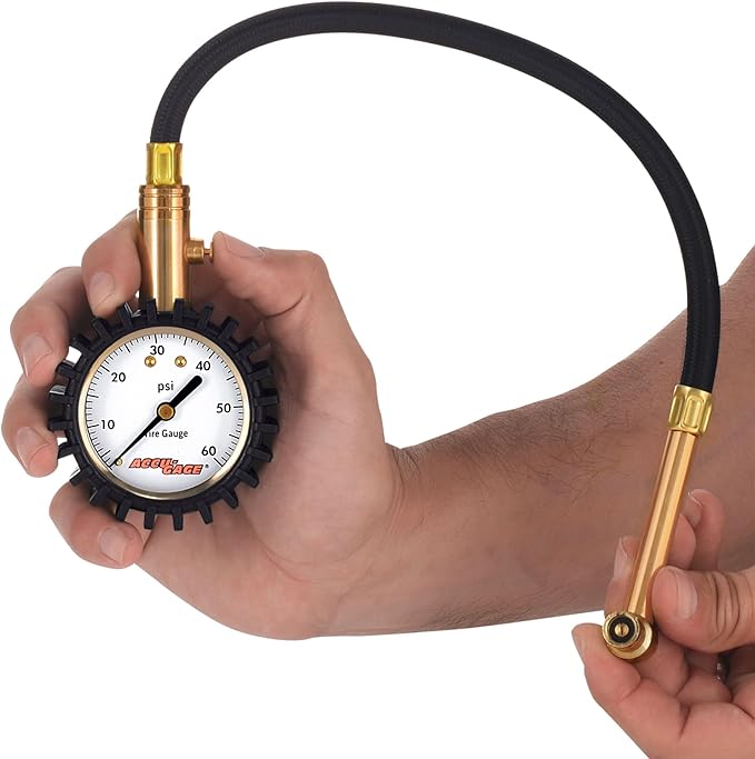 Accu-Gage RRA60X Professional Tire Pressure Gauge with Protective Rubber Guard (60 PSI)