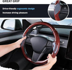 Steering Wheel Cover for Tesla Model 3 (2017-2023) / Model Y (2020-2024),Anti-Slip,Comfortable Grip, Breathable,Customized for Tesla Model 3/Y Accessories,Bright Red
