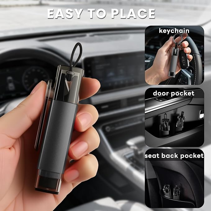 4PCS Window Breaker Seatbelt Cutter Car Safety Hammer, 2-in-1 Glass Breaker and Seat Belt Cutter with Test Glass, Underwater 