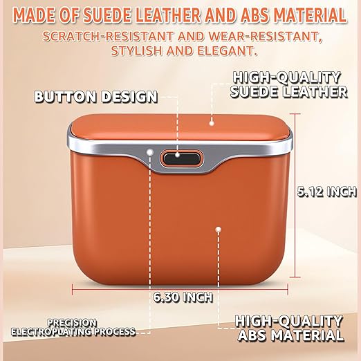 HOLDCY Car Trash Can, Waterproof Multi‑Functional Auto Trash Bin for Door/Console/Seat Back, Universal Vehicle Garbage Can for Car/Truck/SUV Drivers (Orange)