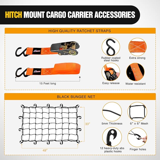 Nilight 51" X 36" X 5" Universal Roof Rack Cargo Basket Heavy-Duty 200LBS Capacity Rooftop Cargo Carrier Luggage Holder & Soft Waterproof|Cargo Bag|Net|Ratchet Straps for SUV Truck Vehicle