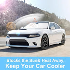 Front Windshield Sun Shade Foldable Car Front Window Sun Shade Windshield Shade Custom Fit for 2011-2023 Dodge Charger Block UV Rays Accessories Heat Keep Car Cooler