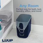 STORi Luup Bathroom Wastebasket, Secure Grocery Bags, Plastic Garbage Container for Vanity, Laundry Room, Kitchen, Office, 2.5 Gallon, Navy, Made in USA