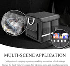 Trunk Organizer With Lid, Collapsible Waterproof Oxford Car Organizer with Aluminum Handle Base Plate, 2-Compartment 28L