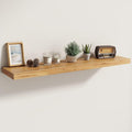 Fun Memories Solid Elm Wood Floating Shelves Set of 1-40 Inch Rustic Wall Shelves with Heavy-Duty Invisible Brackets - for Li