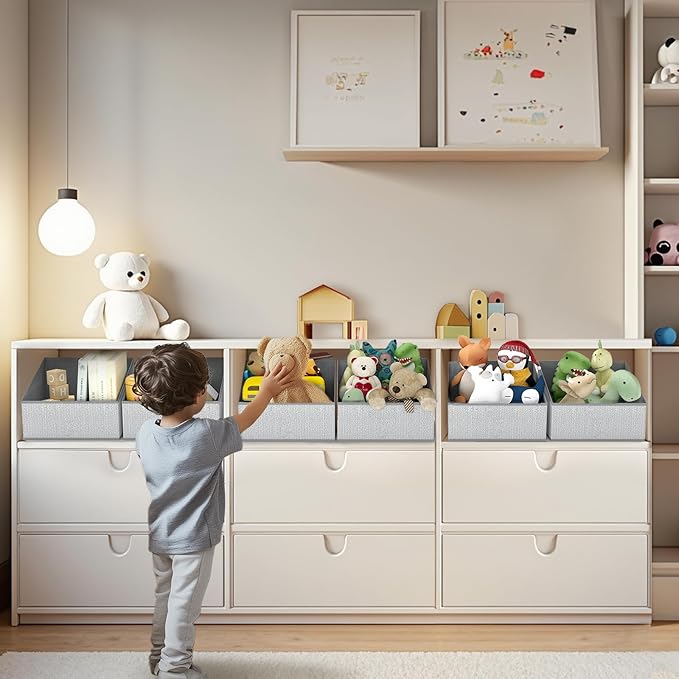 DIMJ Trapezoid Storage Bins, Closet Storage Bins with Handle, Foldable Closet Organizers and Storage Baskets for Toys, Books,