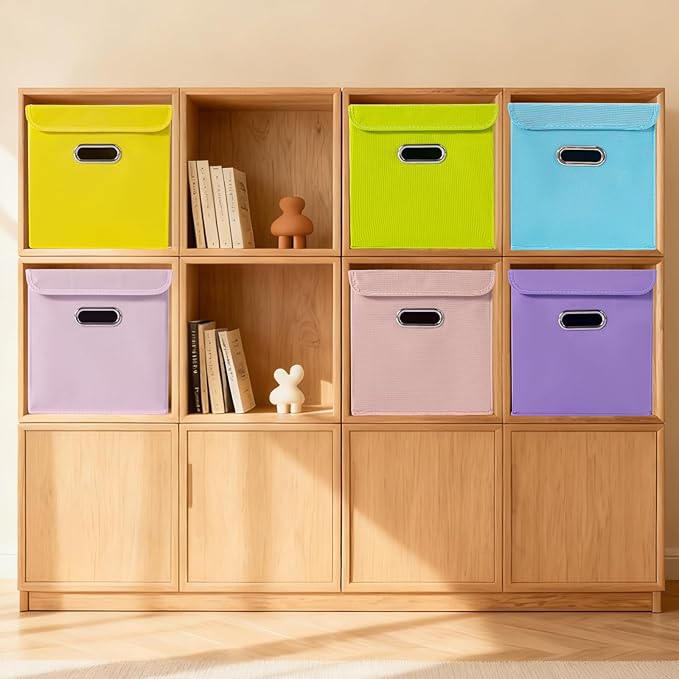 Closet Organizers Fabric Storage Bins With Lids Collapsible Cube Storage Organizer Basket With Handles,Storage Boxes for Clot