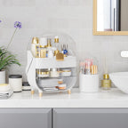 Yieach Makeup Skincare Organizer for Face Care Beauty Product,and Countertop Makeup Organizer with Cover,Make up Brush Holder