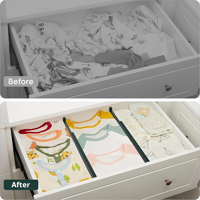 ANTOWIN Expandable Bamboo Drawer Dividers Organizers, Drawer Separators Splitter,17-22 inches Long Adjustable Spring-loaded O