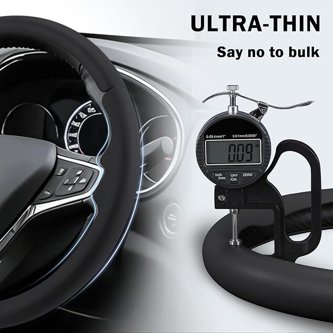 Steering Wheel Cover for Chevy Malibu 2016-2024/ Equinox 2018-2024/ Bolt EV 2017-2021/ Volt 2016-2019, Car Steering Wheel Cover Accessories for Chevrolet (Black Leather)