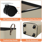 SpaceTrove Laundry Basket with Wheels, Collapsible Laundry Baskets, Laundry Hamper with Handles Detachable Wheels, Rolling La