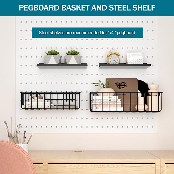 Peg Board Accessories Kit,Pegboard Hooks Assortment with Bins,Cups,Wire Baskets,Paper Towel Holder Can be Used for Pegboard G