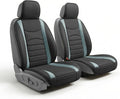 FH Group Car Seat Covers Front Set Gray Black Faux Leather Car Seat Cushions - Car Seat Covers for Low Back Seat, Universal F