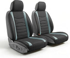 FH Group Car Seat Covers Front Set Gray Black Faux Leather Car Seat Cushions - Car Seat Covers for Low Back Seat, Universal F