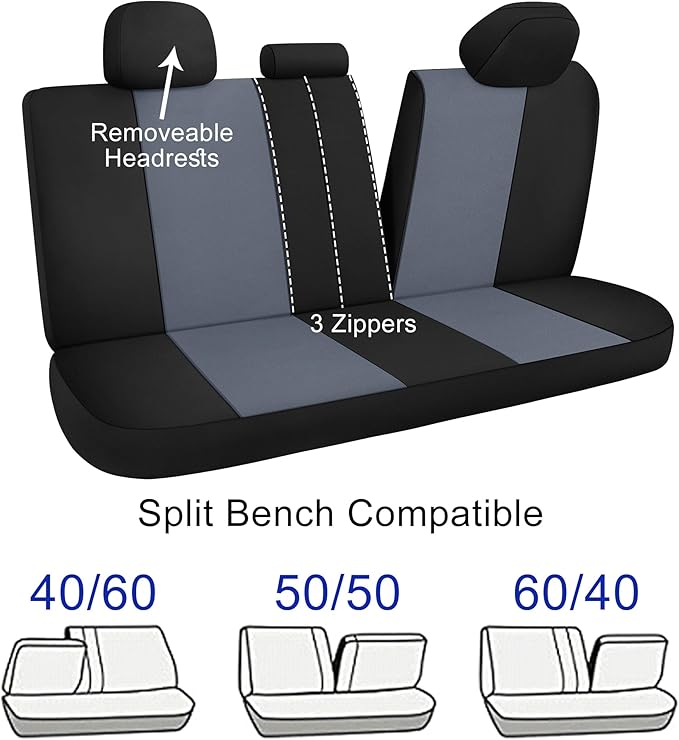 CAROMOP Waterproof Car Seat Cover Full Seats, Neoprene Seat Covers for Cars,Split Bench Compatible Car Interior Covers, Unive