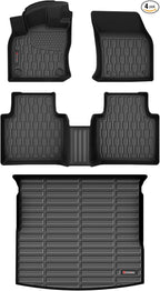 Floor Mats & Cargo Liner Compatible with 2018-2024 Volkswagen Tiguan 5 Seats ONLY VW Cargo Mat, Full Set All Weather Protection, 1st, 2nd Row Car Liners & Trunk Mat, Black