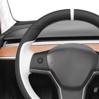 MEWANT Hand Stitched Real Leather Steering Wheel Cover for Tesla Model 3 2017-2023 / Model Y 2020-2023 for Tesla Model 3/Y Accessories(3D Style)