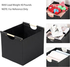 HOONEX Large Collapsible Storage Bins, Linen Fabric, Pack of 2, Storage Baskets with Wooden Carry Handles and Sturdy Heavy Ca