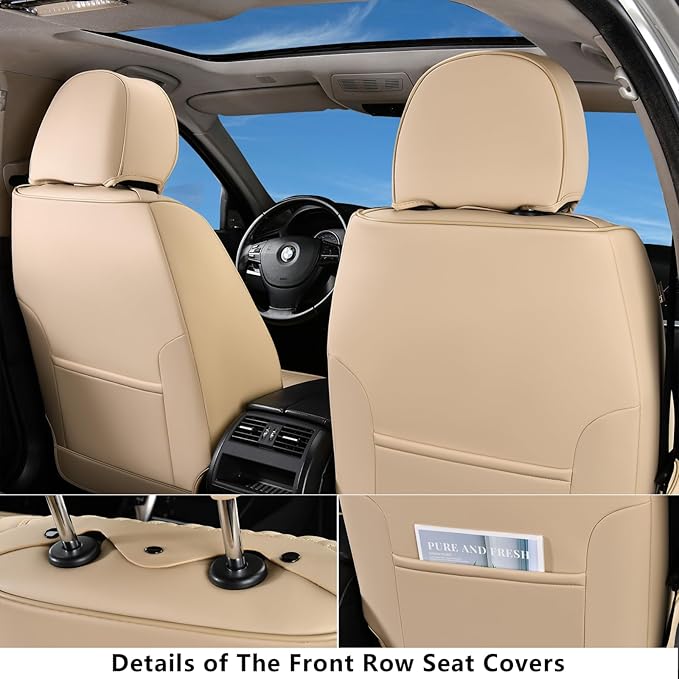Coverado Seat Covers, Car Seat Covers Front Seats, Beige Seat Cover, Waterproof Car Seat Cushion, Front Car Seat Covers Leath