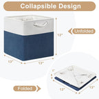 13x13 Storage Cube Bins 4Pack,Collapsible Cube Storage Organizer for Closet, Fabric Storage Box w/ Rope Handles, Foldable Sto