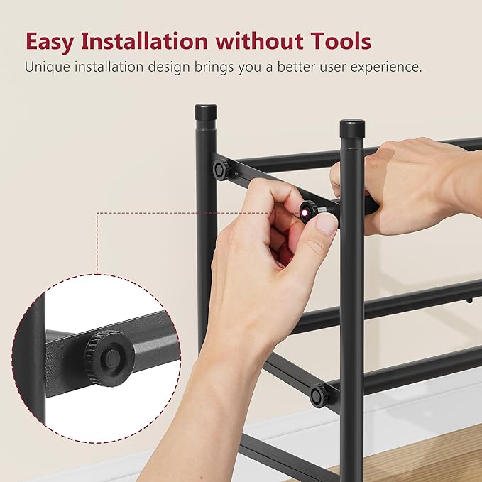 Tajsoon Expandable Shoe Rack for Closet 2 Tier, 28“-41“ Adjustable & Stackable Shoe Shelf Storage, Metal Shoe Rack Organizer 