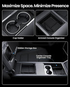 REEVAA Center Console Organizer for Tesla Model Y Juniper 2025-2026 (Premium & Performance), Model 3 Highland 2024-2026 All Trims [Dual-Tier Storage, Seamless Fit], Premium Silicone Liner, 4PCS, Grey