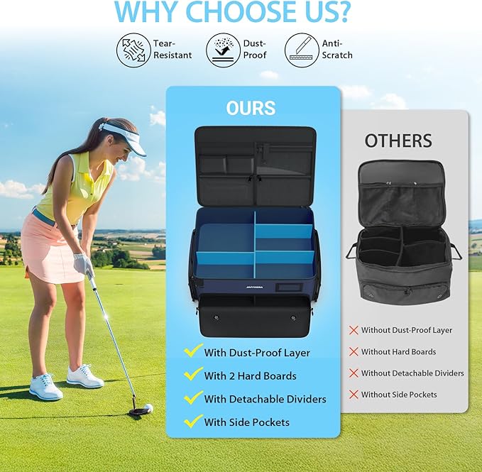 4-Layer Golf Trunk Organizer, Golfer Gifts for Men Women with Separate Ventilated Compartment for 2 Pairs Shoes, Waterproof