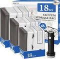 NESCCI Travel Vacuum Bags for Clothing with Rechargeable Wireless Air Pump,18 Pack Compression Seal Packing Bags for Luggage 