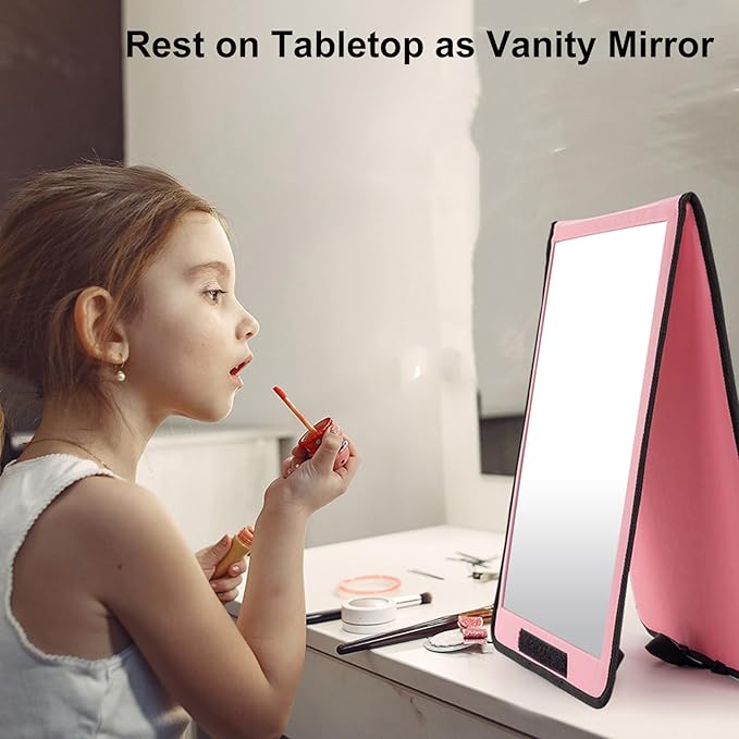 LPHUMEX Pink Portable Full Length Mirror for Dance Bag, 33x13 Inch Portable Folding Body Mirror for Camping Wedding Golf Swin