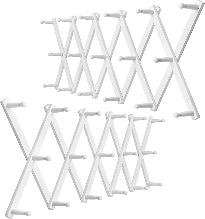 WEBI Accordion Wall Hanger,Expandable Wooden Hat Rack for Wall Mounted Coat Rack,Accordion Hat Hooks Holder for Baseball Caps