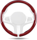Aimato Car Steering Wheel Cover Carbon Fiber, Ultra-Thin Car Steering Wheel Cover,Comfortable & Breathable Microfiber,Universal Fit for Most Cars, Bright Red