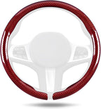 Aimato Car Steering Wheel Cover Carbon Fiber, Ultra-Thin Car Steering Wheel Cover,Comfortable & Breathable Microfiber,Universal Fit for Most Cars, Bright Red