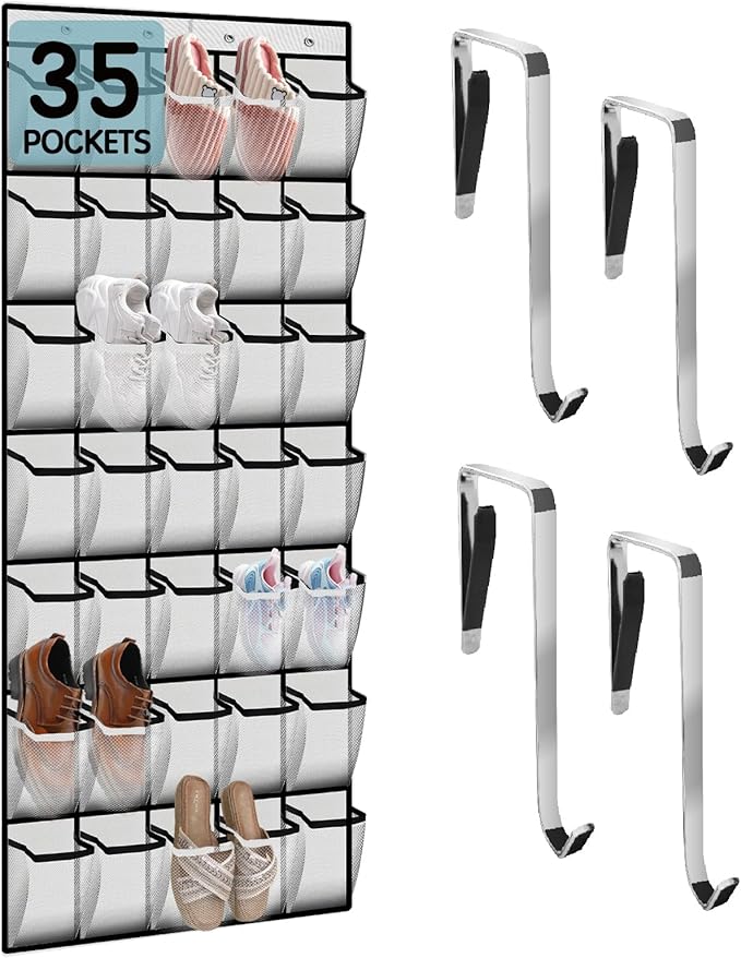 Kotkn 35 Compartment Over The Door Storage - Breathable Mesh Hanging Organizer with Large Pockets, Space Saving Design for Me