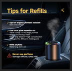 Smart Car Air Freshener with Star Light & 50ml Diffusers Oil Refills, Auto On/Off Aroma Diffuser, 3 Adjustable Mist Modes Rec