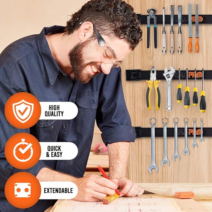 12" Magnetic Tool Holder Strip - A Tool Magnet Bar for Garage Organization, Shop Organization, and Workbench Accessories, Bes