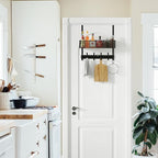 LUCYCAZ Over The Door Hooks - Over Door Organizer, Door Hanger Towel Rack with Mesh Basket & Wreath Hanger, Behind Door Stora