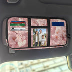 Car Sun Visor Storage Bag,Cherry Blossom Scratch-Resistant Car Essentials Tool Pack Car Visor Organizer with Zipper Fits Most Vehicles, SUVs, Trucks