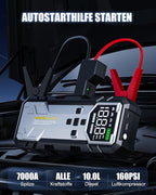 8000A Jump Starter with Air Compressor, 12V Jump Box for Car Battery (All Gas/10.0L Diesel) Portable Jumper Starter Pack