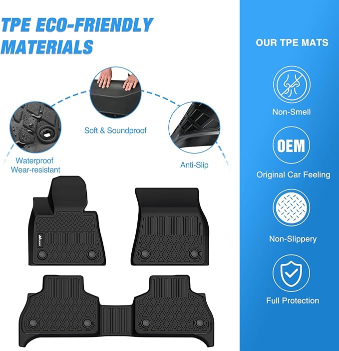 Nilight TPE Floor Mats for BMW X5 G05 (5 Seaters Only) 2019 2020 2021 2022 2023 2024 2025 2026, All Weather Custom Fit Heavy Duty Floor Liners