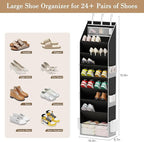 Criusia Shoe Organizer, Over the Door Shoe Organizer for Closet, Hanging Closet Shoe Storage with Large Deep Pockets, Holds S