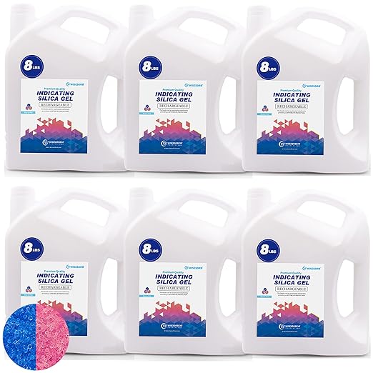 [Net Weight 48LBS] Blue Indicating Silica Gel Beads Desiccants - Rechargeable Desiccant Beads Silica Beads (Blue to Pink, 6